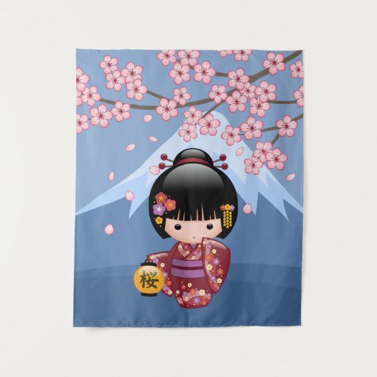 Tenture Poupée Sakura Kokeshi - jolie fille japonaise Geis (Devant)