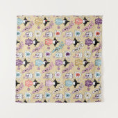 Tenture Poupées japonaises - Chats Kokeshi et Maneki Neko (Devant (Horizontal))