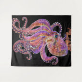 Tenture Pourpre Psychédélique Kraken de la Mer Profonde (Devant (Horizontal))
