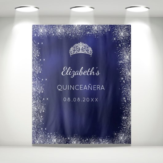 Tenture Poussette de quinceanera bleu marine paillettes d'