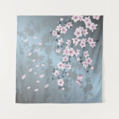 Tenture Poussière de fleur de cerisier rose bleue florale (Devant (Horizontal))