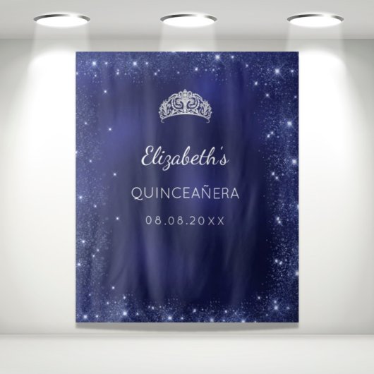 Tenture Poussière de paillettes bleue de Quinceanera nom p