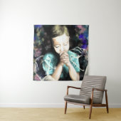Tenture Pray for Peace Art Tapestry (En situation)