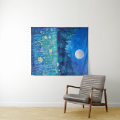 Tenture Pré et forêt sous une Pleine lune (En situation (horizontale))