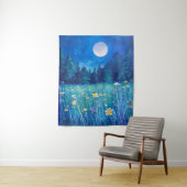 Tenture Pré et forêt sous une Pleine lune (En situation)