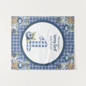 Tenture Premier Anniversaire de l'enfant aux bleuets (Devant (Horizontal))