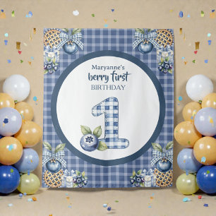 Tenture Premier anniversaire de l'enfant aux bleuets