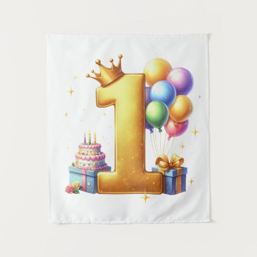 Tenture Premier anniversaire doré (Devant)