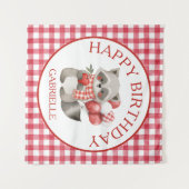 Tenture Premier anniversaire gingham rouge Cerise de Bébé  (Devant (Horizontal))