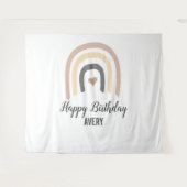 Tenture Premier Joyeux Anniversaire Nom Moderne Bébé Arc-e (Devant (Horizontal))