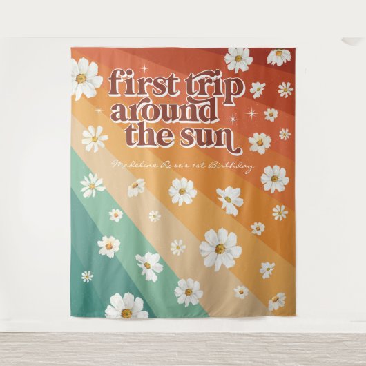 Tenture Premier Tour Autour du Soleil | Retro Daisy Rainbo (Devant)