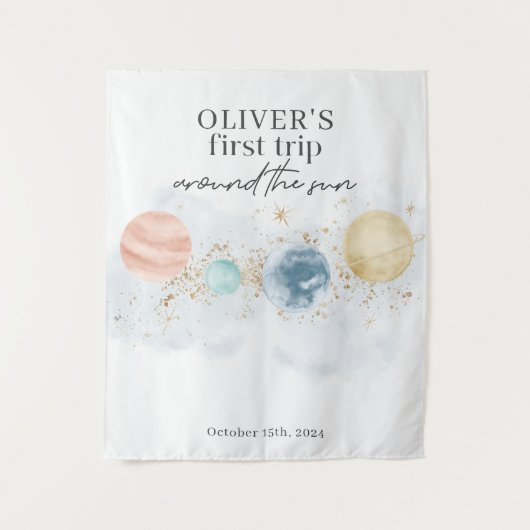 Tenture Premier voyage autour de Sun Space 1st Birthday Ba (Devant)
