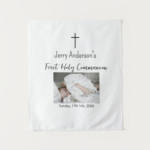 Tenture première communion catholique simple QR minimal