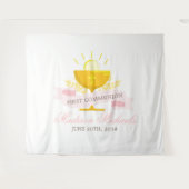 Tenture Première communion personnalisée pour filles (Devant (Horizontal))