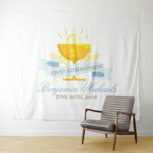 Tenture Première communion personnalisée pour garçons