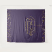 Tenture Première communion violet or toile de fond (Devant (Horizontal))