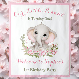 Tenture Première fille d'anniversaire Eléphant Affiche de 