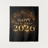 Tenture premium black gold happy new year party backdrop (Devant)