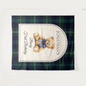 Tenture Preppy Teddy Bear Birthday Photo Backdrop (Devant (Horizontal))