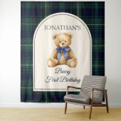 Tenture Preppy Teddy Bear Birthday Photo Backdrop (En situation)