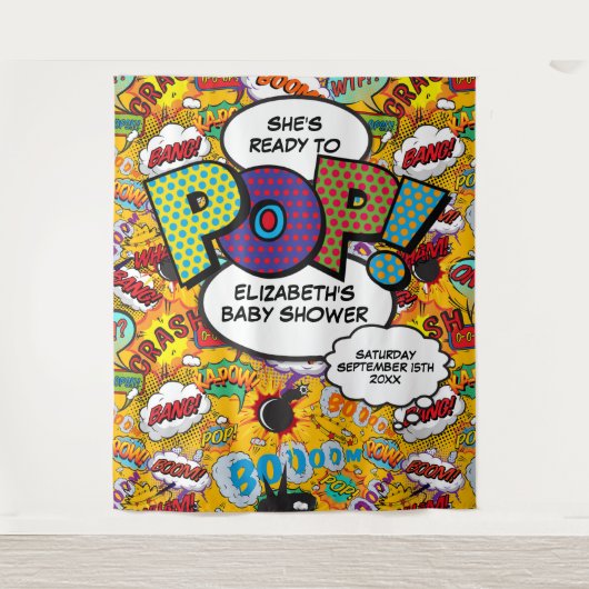 Tenture Prêt à pop Baby shower amusant Fond photo (Devant)