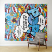 Tenture Prêt à pop Baby shower bleu fond photo (En situation (horizontale))