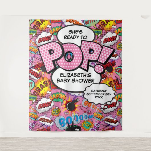 Tenture Prêt à taper Baby shower rose fond photo (Devant)