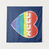 Tenture Pride juive, "Amour" en hébreu - "Ahava" & Arc-en- (Devant (Horizontal))