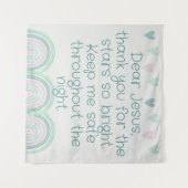 Tenture Prière chrétienne pour enfants Vert & Rose | (Devant (Horizontal))