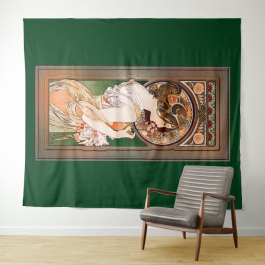 Tenture Primrose par Alphonse Mucha (En situation (horizontale))