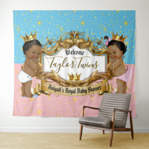 Tenture Prince et Princesse Royale Africaine Bleu Or Ros