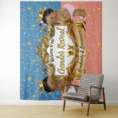 Tenture Prince/Princesse africain Rose/Bleu/Paillettes dor (En situation)