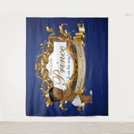 Tenture Prince Royal Africain Bleu|Fond doré Fantaisie (Devant)