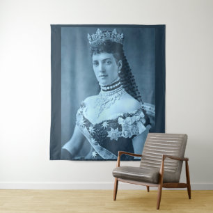 Tenture Princesse Alexandra du Danemark en imprimé bleu