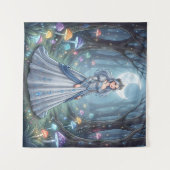 Tenture Princesse bleu argent dans la forêt (Devant (Horizontal))