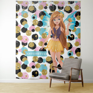 Tenture Princesse Fée Points Colorés Effet Pailleté