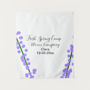 Tenture Printemps frais camping fleurs de lavande nom date