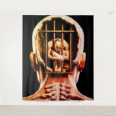 Tenture Prison de l'Esprit –  Art Mural Conceptuel Surréal (Devant)