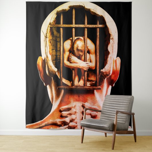 Tenture Prison of the Mind – Surreal Conceptual Wall Art  (En situation)
