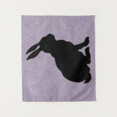 Tenture Profil latéral Noir Silhouette assise Bunny Violet (Devant)