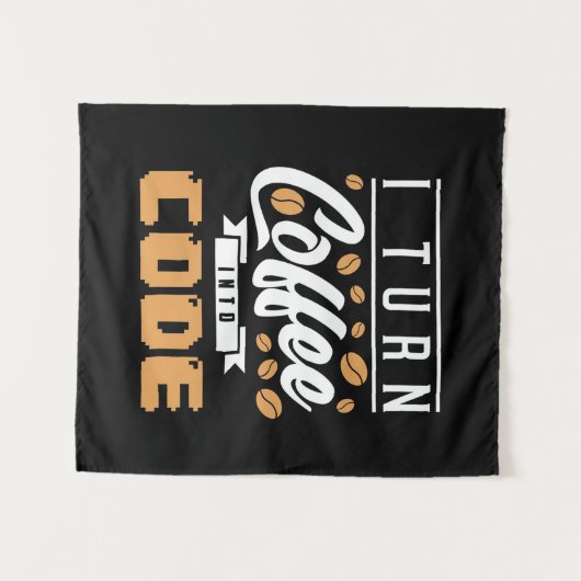 Tenture Programmeur transforme café en code (Devant (Horizontal))