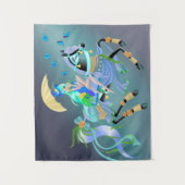 Tenture Promenade à cheval enchantée "Conte de mille yeux" (Devant)