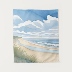 Tenture Promenade du rivage Aquarelle de l'océan côtier