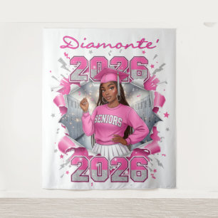 Tenture Promotion rose et argent 2026 Remise des diplômes