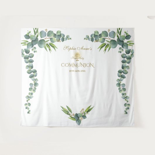 Tenture Prop de communion sacrée Eucalyptus aquarelle luxu (Devant (Horizontal))