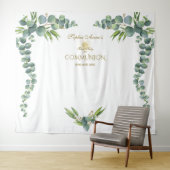 Tenture Prop de communion solennelle Eucalyptus aquarelle  (En situation (horizontale))