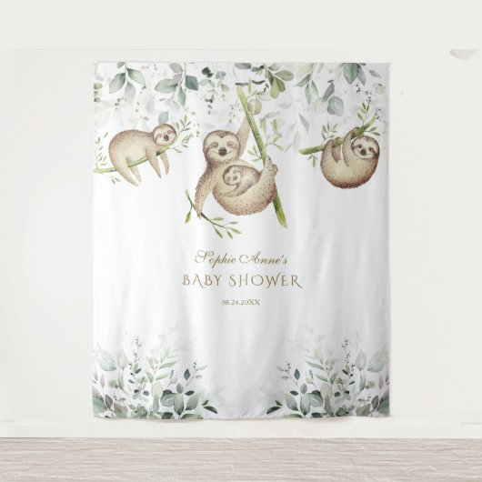 Tenture Prop de photobooth pour Baby Shower Sloth Airy Gre (Devant)