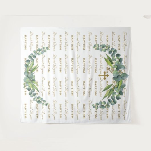 Tenture Prop Eucalyptus Pas à Pas Baptême Or (Devant (Horizontal))