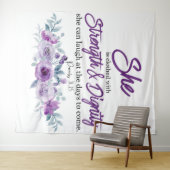 Tenture Proverbes 31:25 Force et Dignité Fleur pourpre (En situation (horizontale))