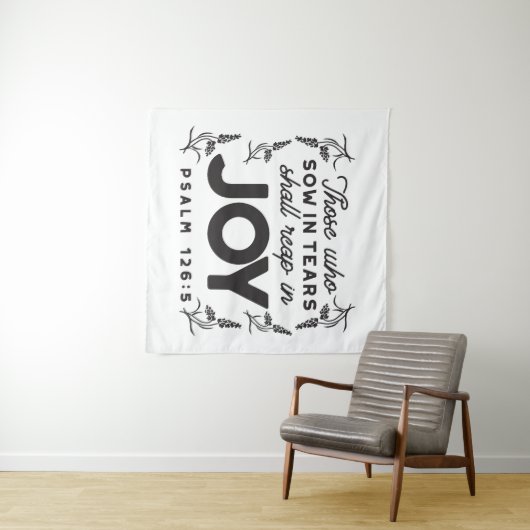 Tenture Psalm 126:5 Scripture Typography – Reap in Joy (En situation (horizontale))